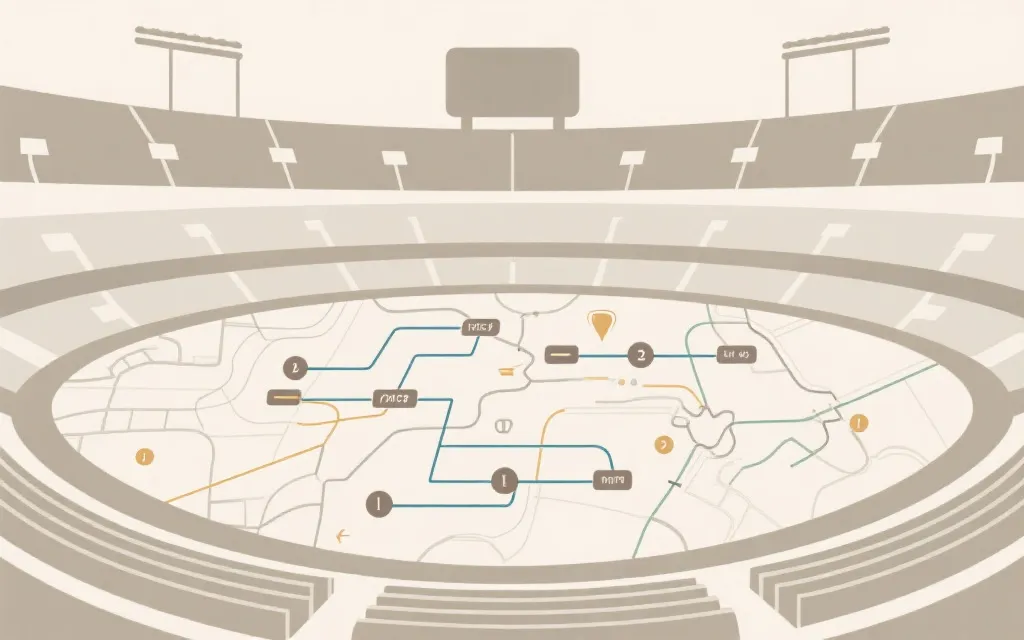 世界杯淘汰赛对阵路径示意图与球场氛围